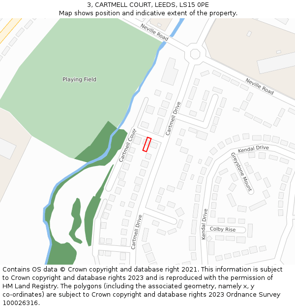 3, CARTMELL COURT, LEEDS, LS15 0PE: Location map and indicative extent of plot
