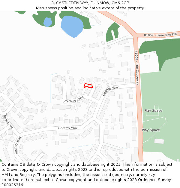 3, CASTLEDEN WAY, DUNMOW, CM6 2GB: Location map and indicative extent of plot