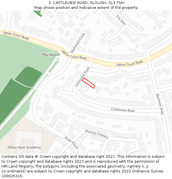 3, CASTLEVIEW ROAD, SLOUGH, SL3 7NH: Location map and indicative extent of plot