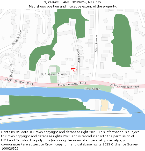 3, CHAPEL LANE, NORWICH, NR7 0EX: Location map and indicative extent of plot