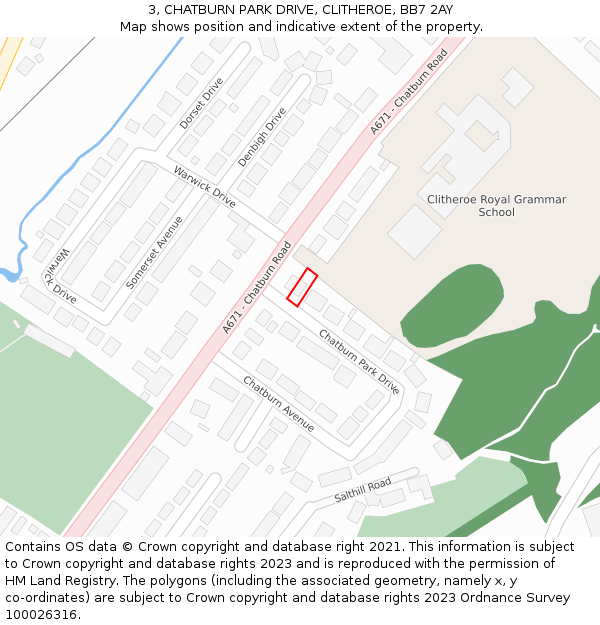 3, CHATBURN PARK DRIVE, CLITHEROE, BB7 2AY: Location map and indicative extent of plot