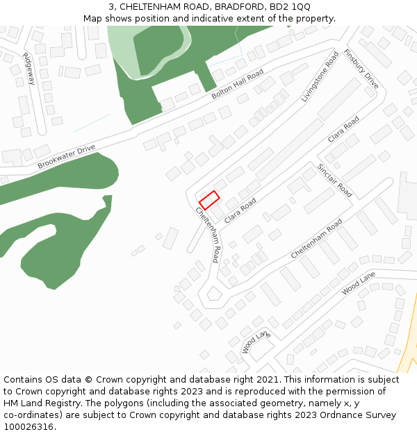 3, CHELTENHAM ROAD, BRADFORD, BD2 1QQ: Location map and indicative extent of plot