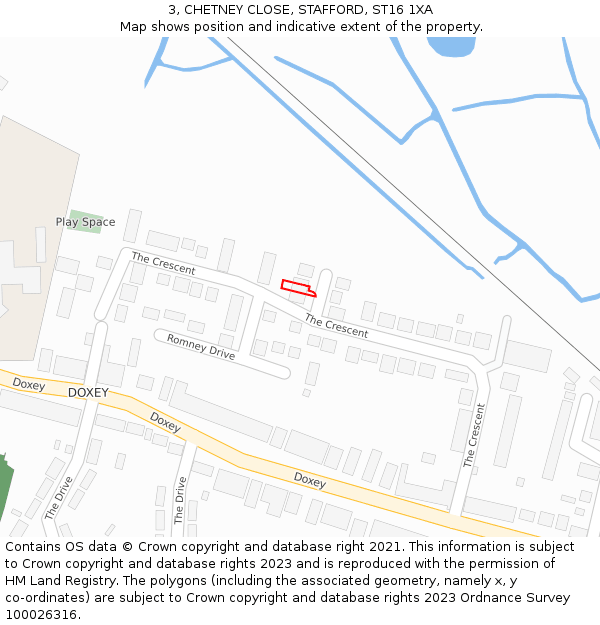 3, CHETNEY CLOSE, STAFFORD, ST16 1XA: Location map and indicative extent of plot