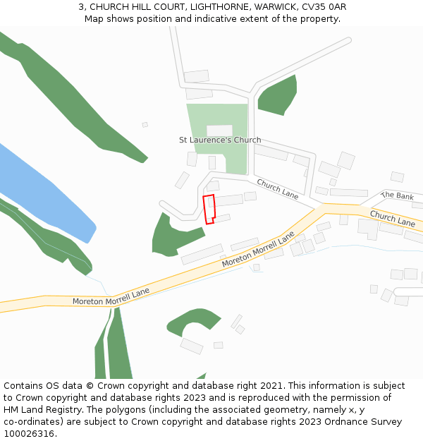 3, CHURCH HILL COURT, LIGHTHORNE, WARWICK, CV35 0AR: Location map and indicative extent of plot