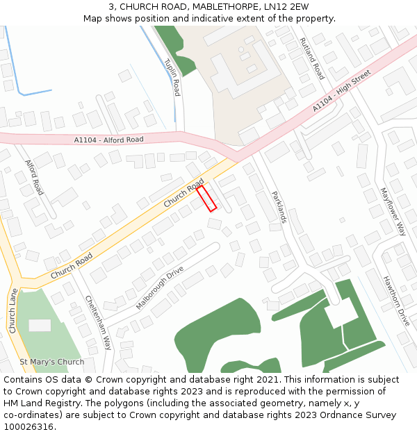 3, CHURCH ROAD, MABLETHORPE, LN12 2EW: Location map and indicative extent of plot