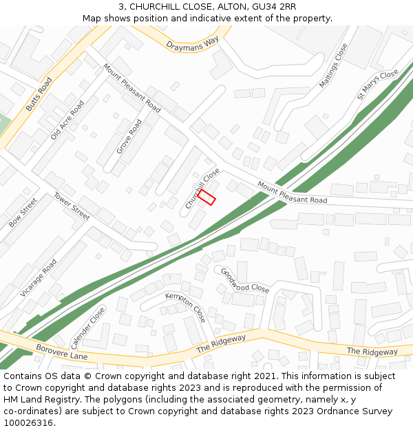 3, CHURCHILL CLOSE, ALTON, GU34 2RR: Location map and indicative extent of plot