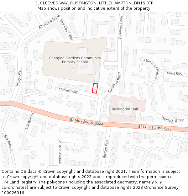 3, CLEEVES WAY, RUSTINGTON, LITTLEHAMPTON, BN16 3TR: Location map and indicative extent of plot