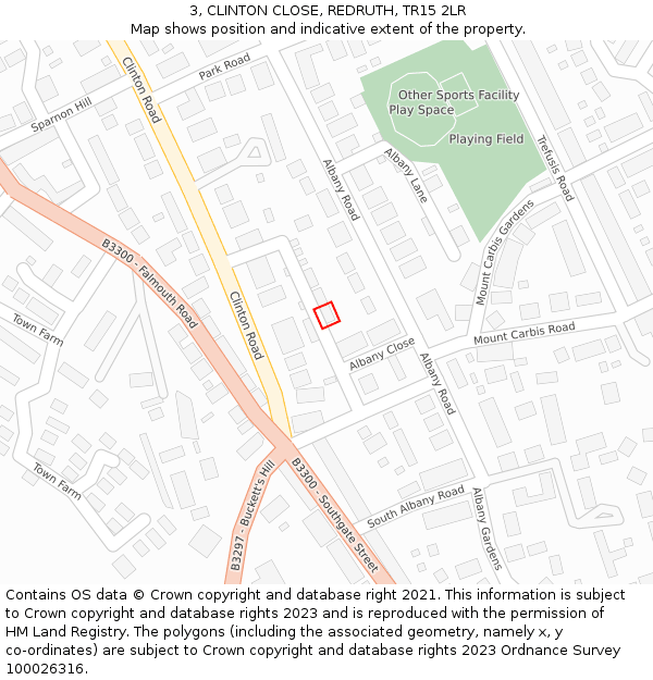 3, CLINTON CLOSE, REDRUTH, TR15 2LR: Location map and indicative extent of plot