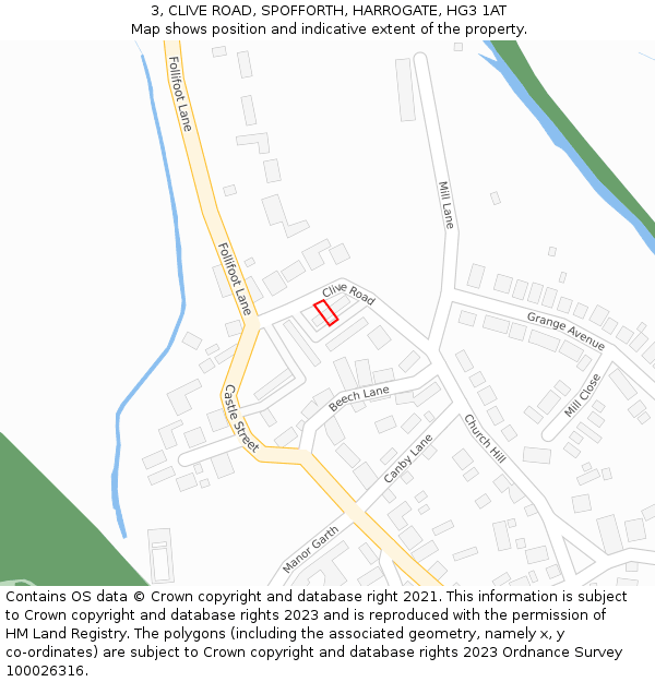 3, CLIVE ROAD, SPOFFORTH, HARROGATE, HG3 1AT: Location map and indicative extent of plot