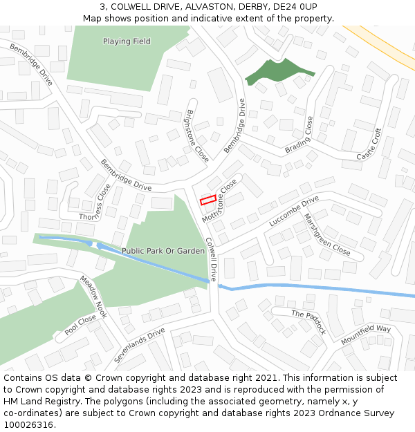3, COLWELL DRIVE, ALVASTON, DERBY, DE24 0UP: Location map and indicative extent of plot