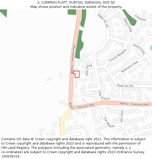3, COMMON PLATT, PURTON, SWINDON, SN5 5JY: Location map and indicative extent of plot