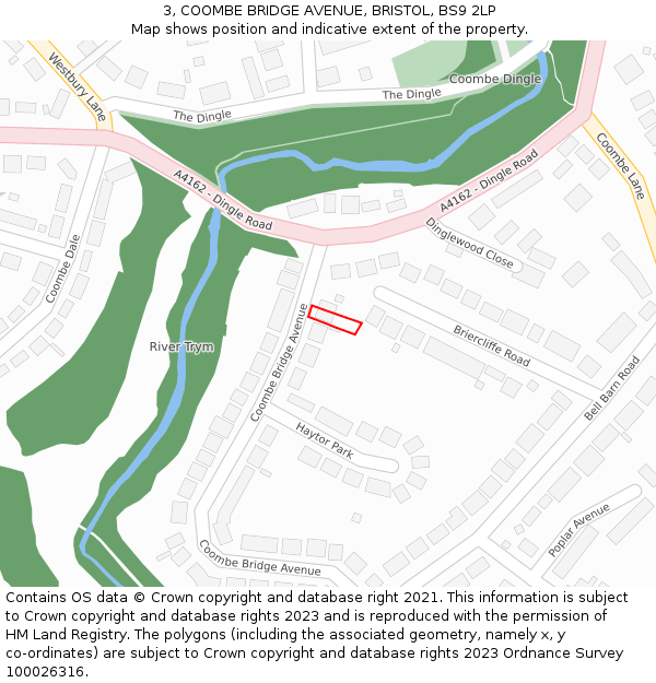 3, COOMBE BRIDGE AVENUE, BRISTOL, BS9 2LP: Location map and indicative extent of plot