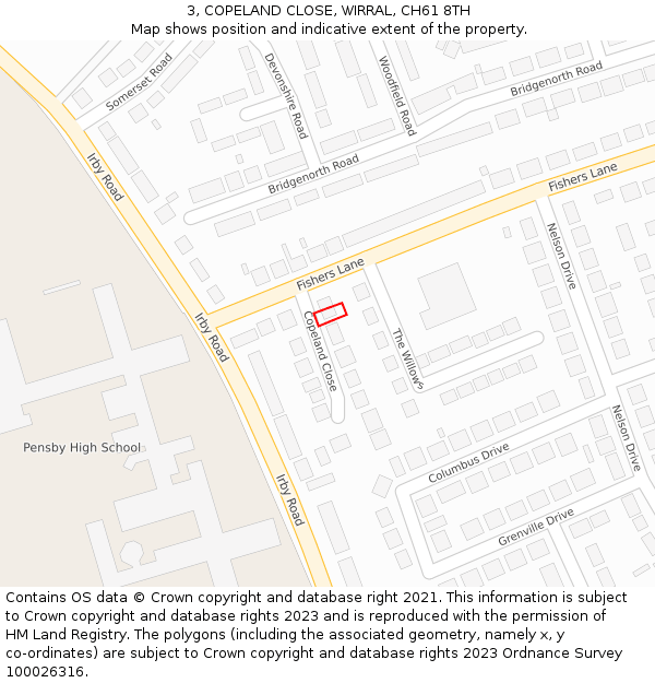 3, COPELAND CLOSE, WIRRAL, CH61 8TH: Location map and indicative extent of plot