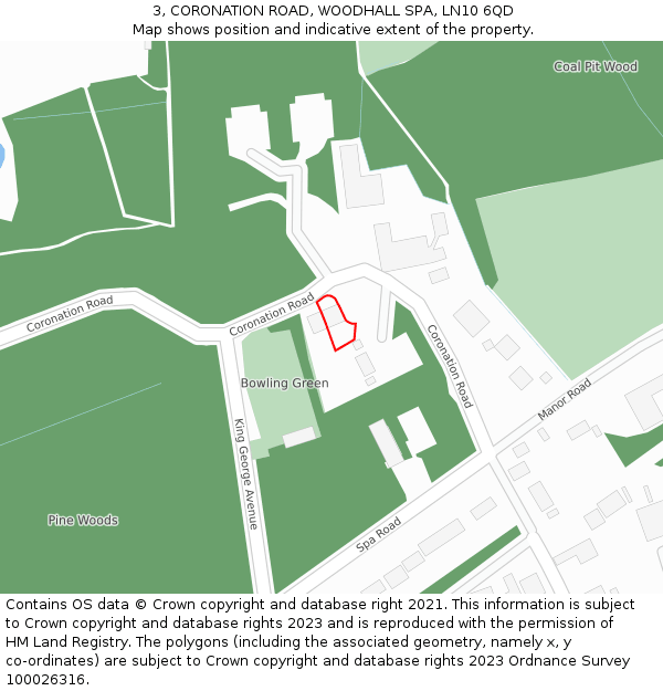 3, CORONATION ROAD, WOODHALL SPA, LN10 6QD: Location map and indicative extent of plot