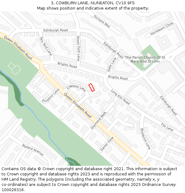 3, COWBURN LANE, NUNEATON, CV10 9FS: Location map and indicative extent of plot