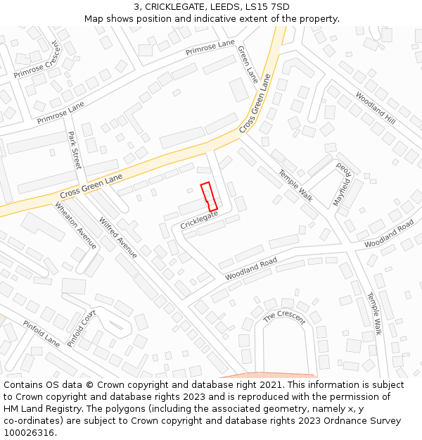 3, CRICKLEGATE, LEEDS, LS15 7SD: Location map and indicative extent of plot