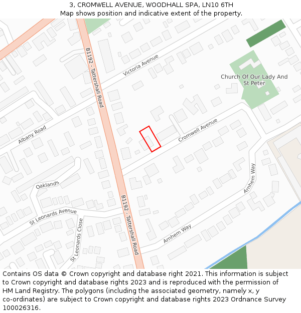 3, CROMWELL AVENUE, WOODHALL SPA, LN10 6TH: Location map and indicative extent of plot