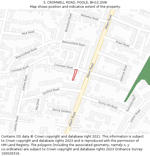 3, CROMWELL ROAD, POOLE, BH12 2NW: Location map and indicative extent of plot
