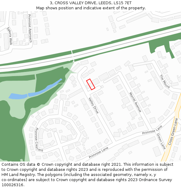 3, CROSS VALLEY DRIVE, LEEDS, LS15 7ET: Location map and indicative extent of plot