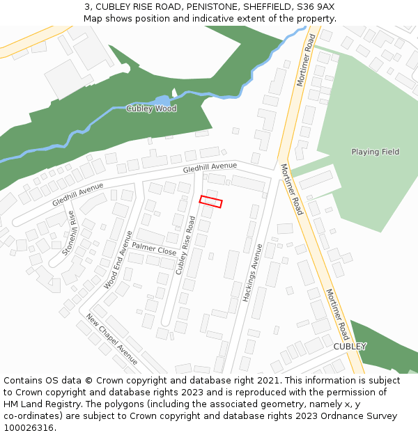 3, CUBLEY RISE ROAD, PENISTONE, SHEFFIELD, S36 9AX: Location map and indicative extent of plot
