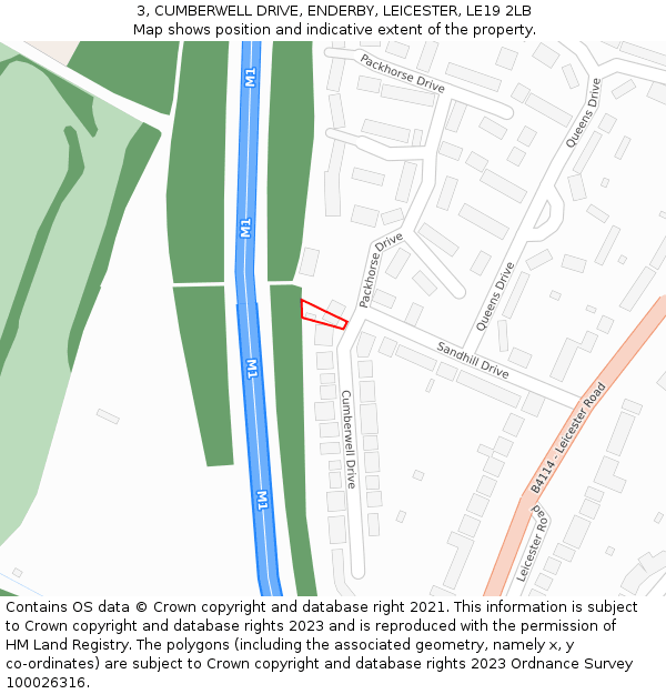 3, CUMBERWELL DRIVE, ENDERBY, LEICESTER, LE19 2LB: Location map and indicative extent of plot