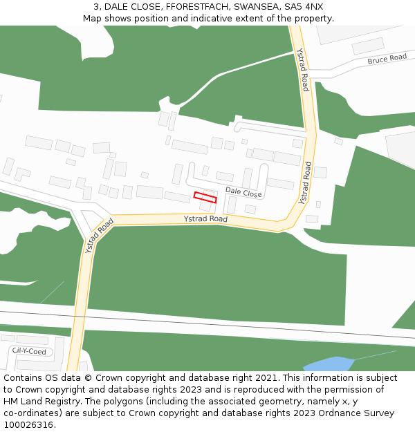 3, DALE CLOSE, FFORESTFACH, SWANSEA, SA5 4NX: Location map and indicative extent of plot