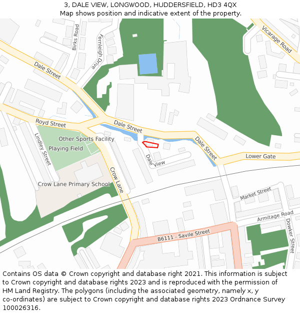 3, DALE VIEW, LONGWOOD, HUDDERSFIELD, HD3 4QX: Location map and indicative extent of plot