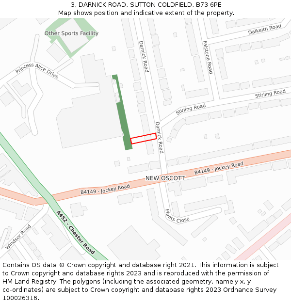 3, DARNICK ROAD, SUTTON COLDFIELD, B73 6PE: Location map and indicative extent of plot