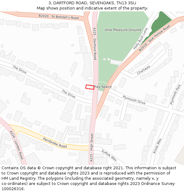 3, DARTFORD ROAD, SEVENOAKS, TN13 3SU: Location map and indicative extent of plot
