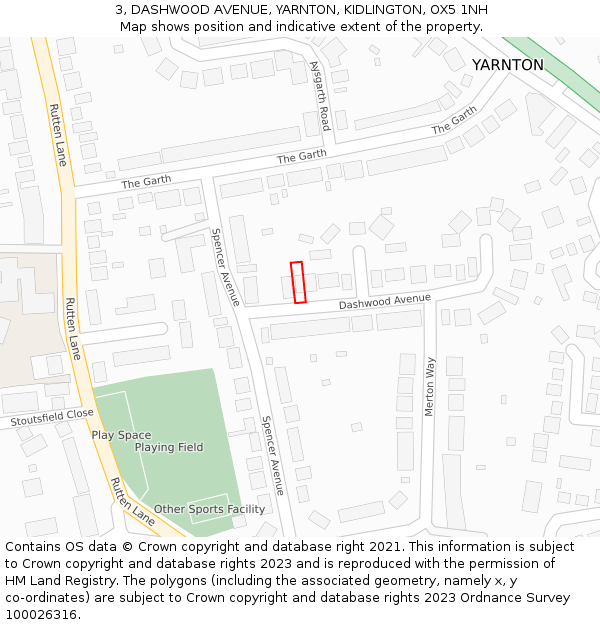 3, DASHWOOD AVENUE, YARNTON, KIDLINGTON, OX5 1NH: Location map and indicative extent of plot