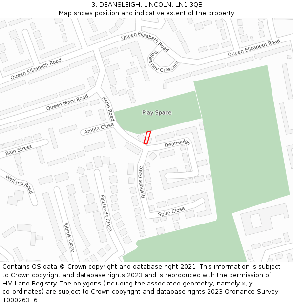 3, DEANSLEIGH, LINCOLN, LN1 3QB: Location map and indicative extent of plot