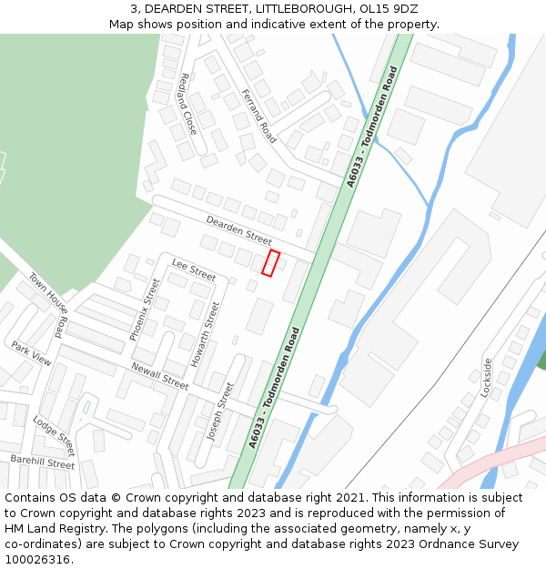 3, DEARDEN STREET, LITTLEBOROUGH, OL15 9DZ: Location map and indicative extent of plot