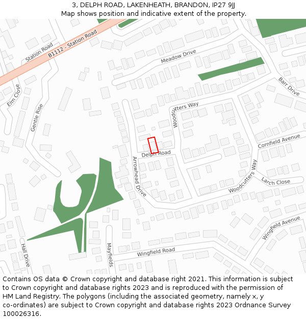 3, DELPH ROAD, LAKENHEATH, BRANDON, IP27 9JJ: Location map and indicative extent of plot