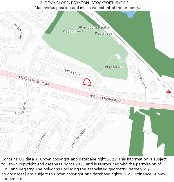 3, DEVA CLOSE, POYNTON, STOCKPORT, SK12 1HH: Location map and indicative extent of plot