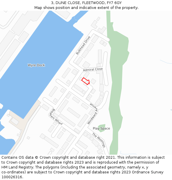 3, DUNE CLOSE, FLEETWOOD, FY7 6GY: Location map and indicative extent of plot