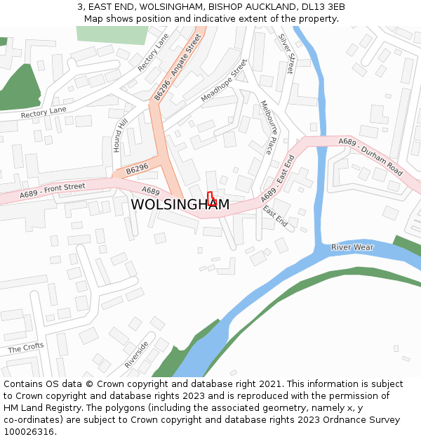 3, EAST END, WOLSINGHAM, BISHOP AUCKLAND, DL13 3EB: Location map and indicative extent of plot