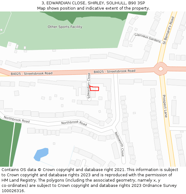 3, EDWARDIAN CLOSE, SHIRLEY, SOLIHULL, B90 3SP: Location map and indicative extent of plot