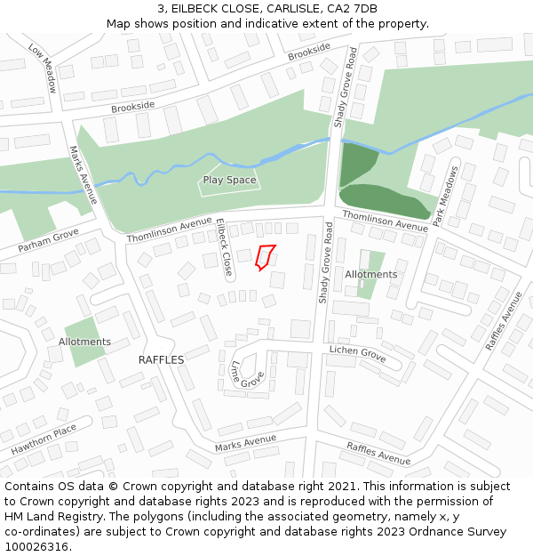 3, EILBECK CLOSE, CARLISLE, CA2 7DB: Location map and indicative extent of plot