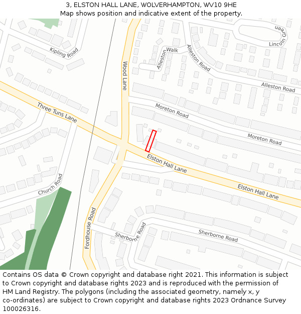 3, ELSTON HALL LANE, WOLVERHAMPTON, WV10 9HE: Location map and indicative extent of plot