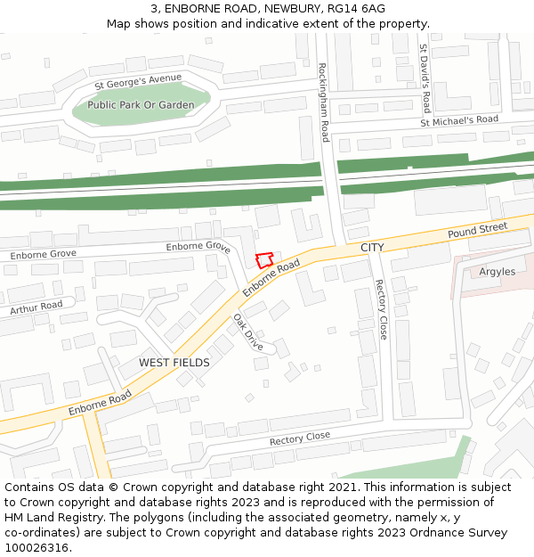 3, ENBORNE ROAD, NEWBURY, RG14 6AG: Location map and indicative extent of plot