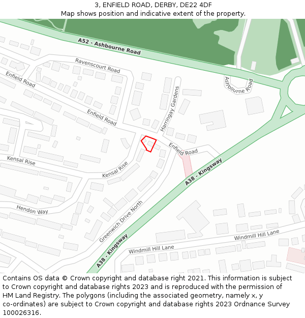 3, ENFIELD ROAD, DERBY, DE22 4DF: Location map and indicative extent of plot