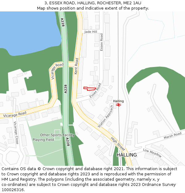 3, ESSEX ROAD, HALLING, ROCHESTER, ME2 1AU: Location map and indicative extent of plot