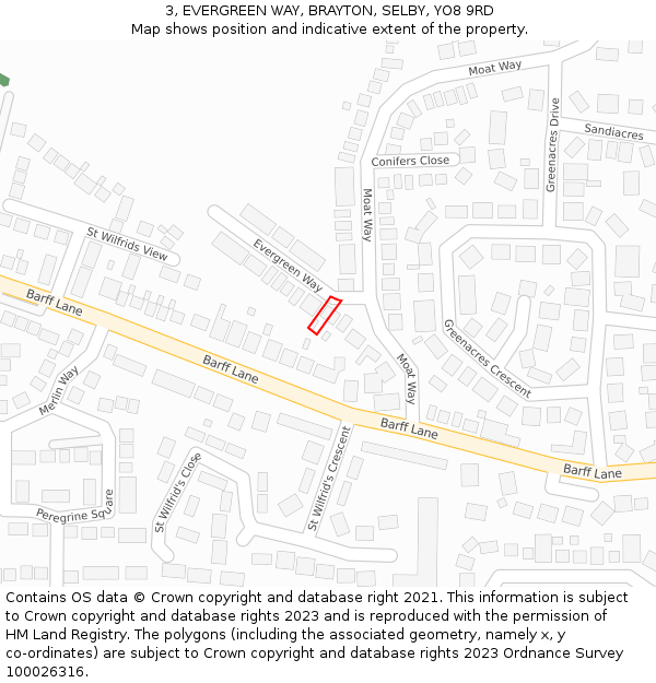 3, EVERGREEN WAY, BRAYTON, SELBY, YO8 9RD: Location map and indicative extent of plot