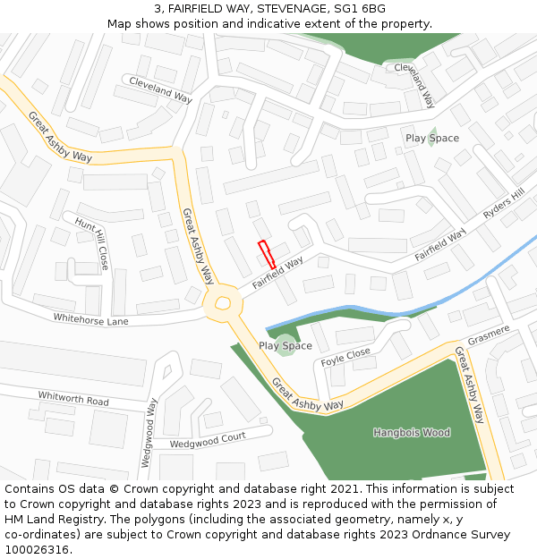 3, FAIRFIELD WAY, STEVENAGE, SG1 6BG: Location map and indicative extent of plot