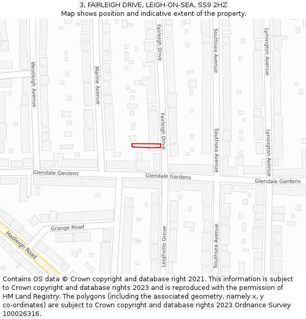 3, FAIRLEIGH DRIVE, LEIGH-ON-SEA, SS9 2HZ: Location map and indicative extent of plot