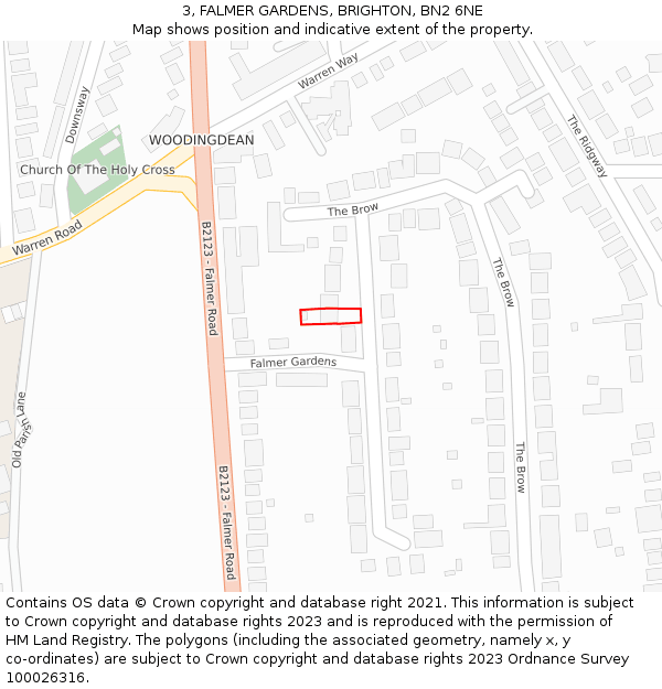 3, FALMER GARDENS, BRIGHTON, BN2 6NE: Location map and indicative extent of plot