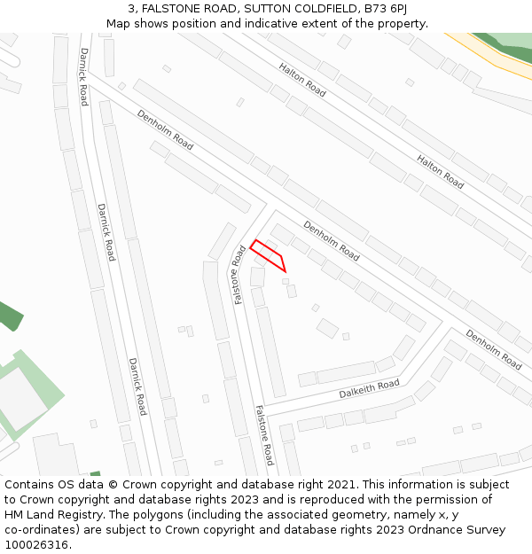 3, FALSTONE ROAD, SUTTON COLDFIELD, B73 6PJ: Location map and indicative extent of plot