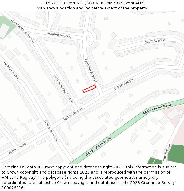 3, FANCOURT AVENUE, WOLVERHAMPTON, WV4 4HY: Location map and indicative extent of plot