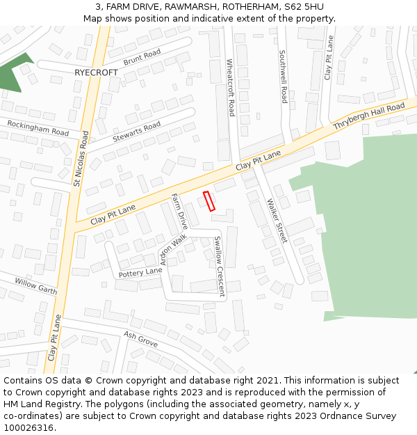 3, FARM DRIVE, RAWMARSH, ROTHERHAM, S62 5HU: Location map and indicative extent of plot