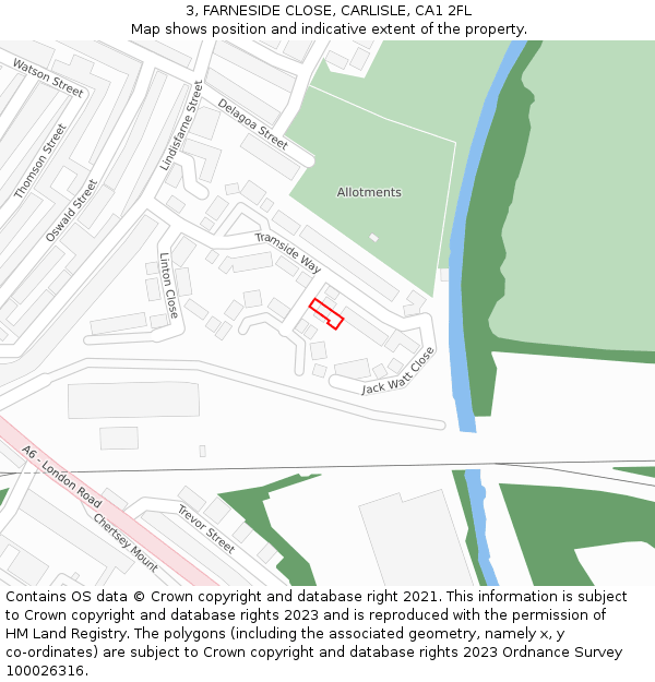 3, FARNESIDE CLOSE, CARLISLE, CA1 2FL: Location map and indicative extent of plot